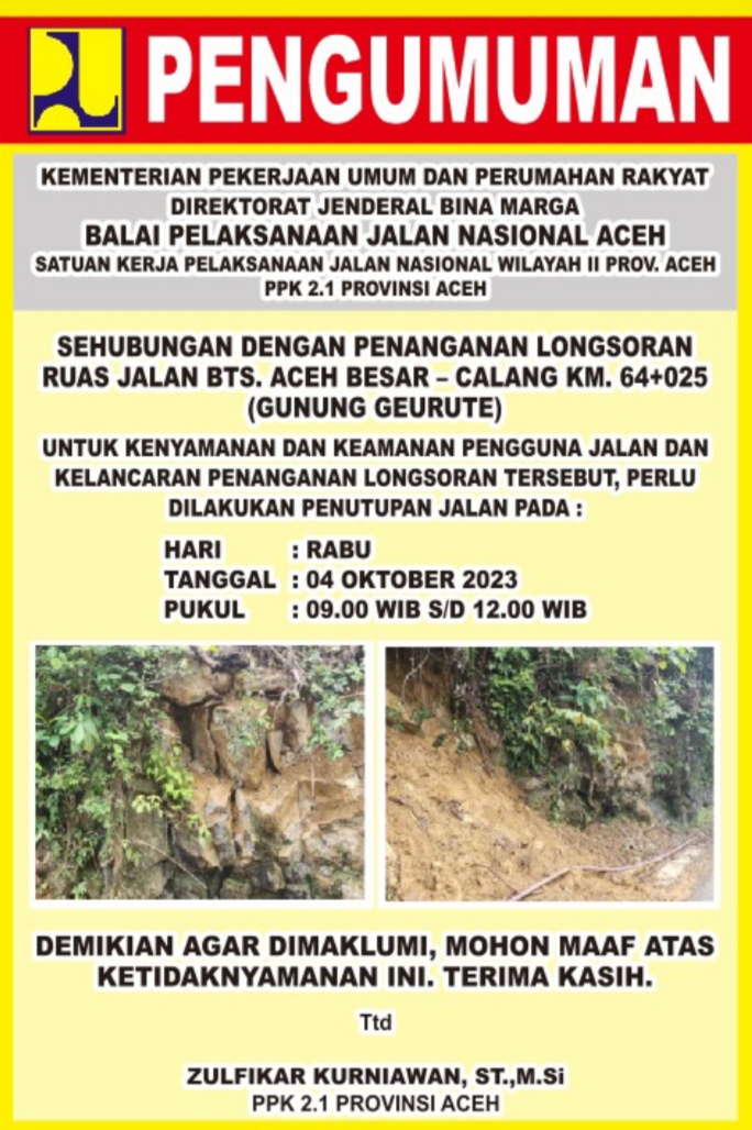 Penanganan Longsoran: Jalan Banda Aceh – Calang akan Ditutup Total, Ini Jadwalnya!
