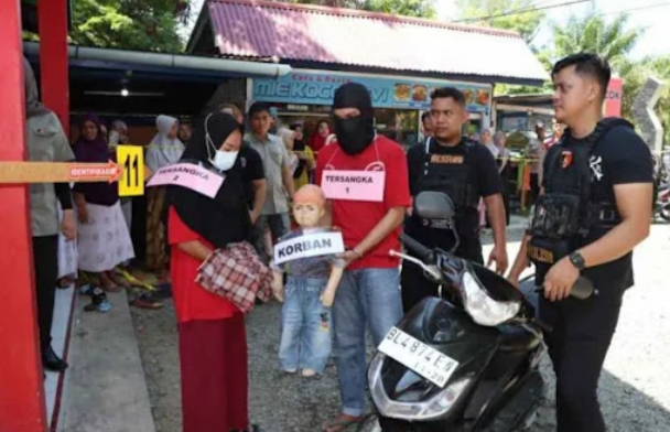 Sat Reskrim Polres Aceh Barat Rekontruksi Pembunuhan Bocah 4 Tahun, Melibatkan Ibu Kandung Korban