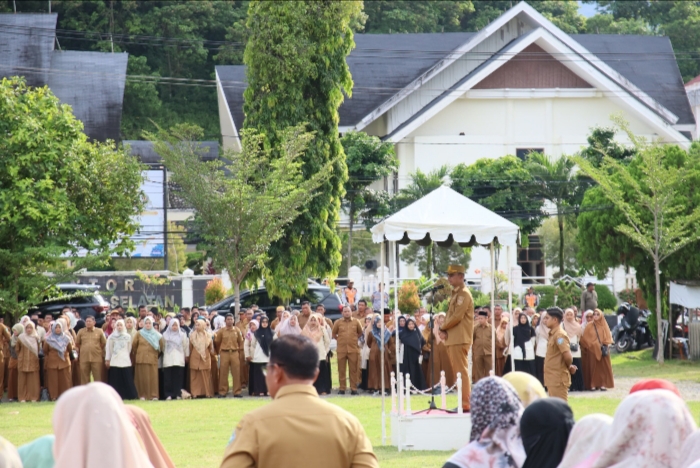 Pj Bupati Aceh Selatan Pimpin Apel Gabungan Pasca Cuti Lebaran Idhul Fitri 1445 H