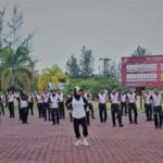 Senam Bersama Peringati Hari Lalu Lintas Bhayangkara Ke-69 di Polres Aceh Jaya