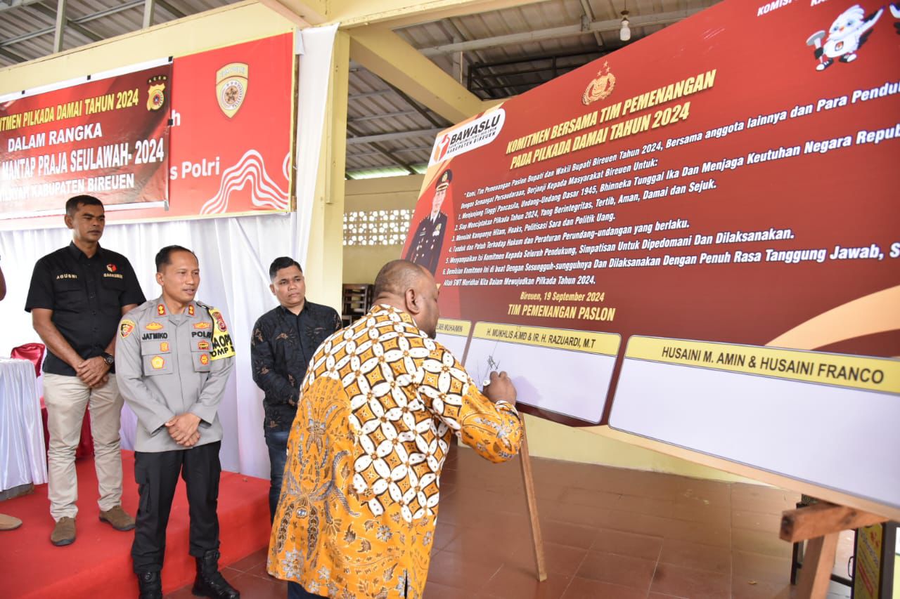 Polres Bireuen Ajak Tim Pemenangan Komitmen Ciptakan Pilkada Damai 2024