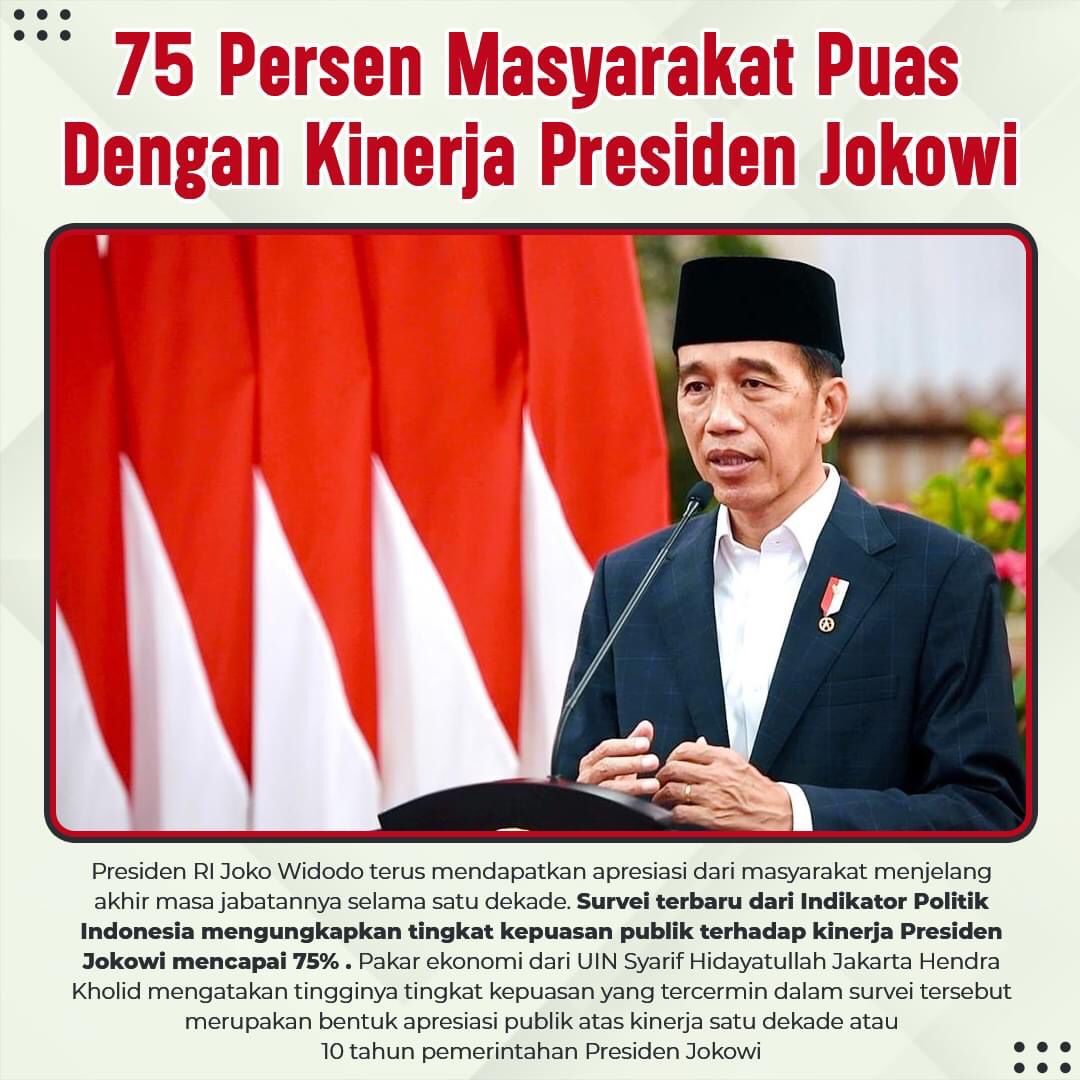 75 Persen Masyarakat Puas Dengan Kinerja Presiden Jokowi