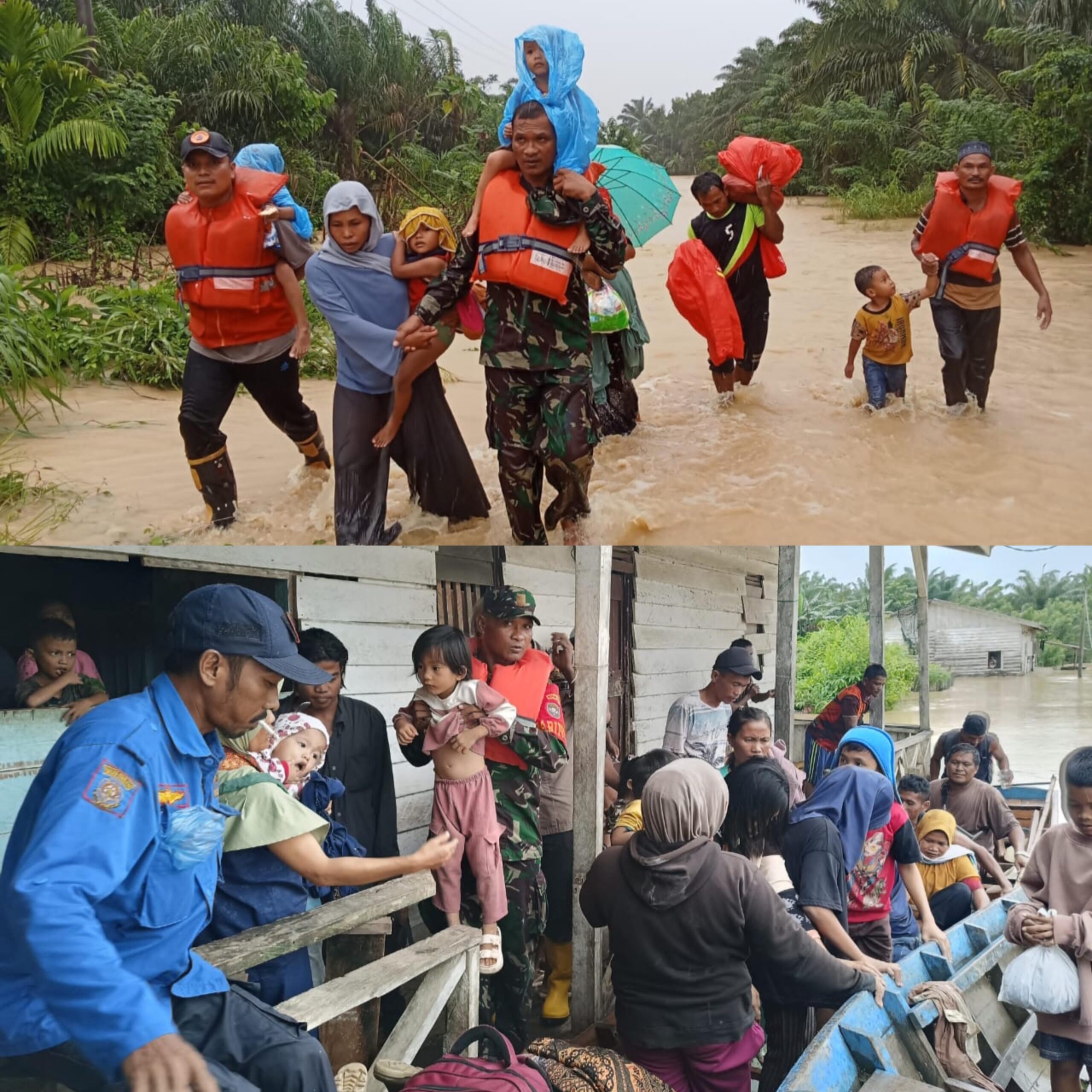 Personel TNI di Aceh Selatan Siaga dan Lakukan Evakuasi Warga Yang Terjebak Banjir