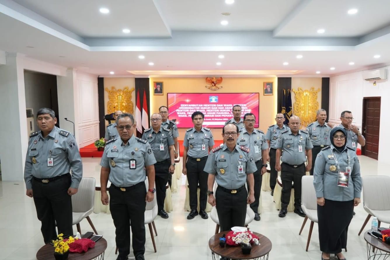 Kanwil Kemenkumham Aceh Ikuti Penyambutan Menteri dan Wakil Menteri Kemenkumham