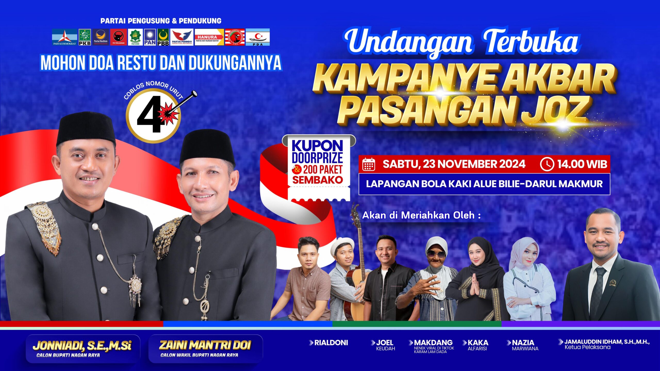 Paslon JOZ Gelar Kampanye Akbar di Alue Bilie, Sejumlah Artis Aceh Ikut Meriahkan