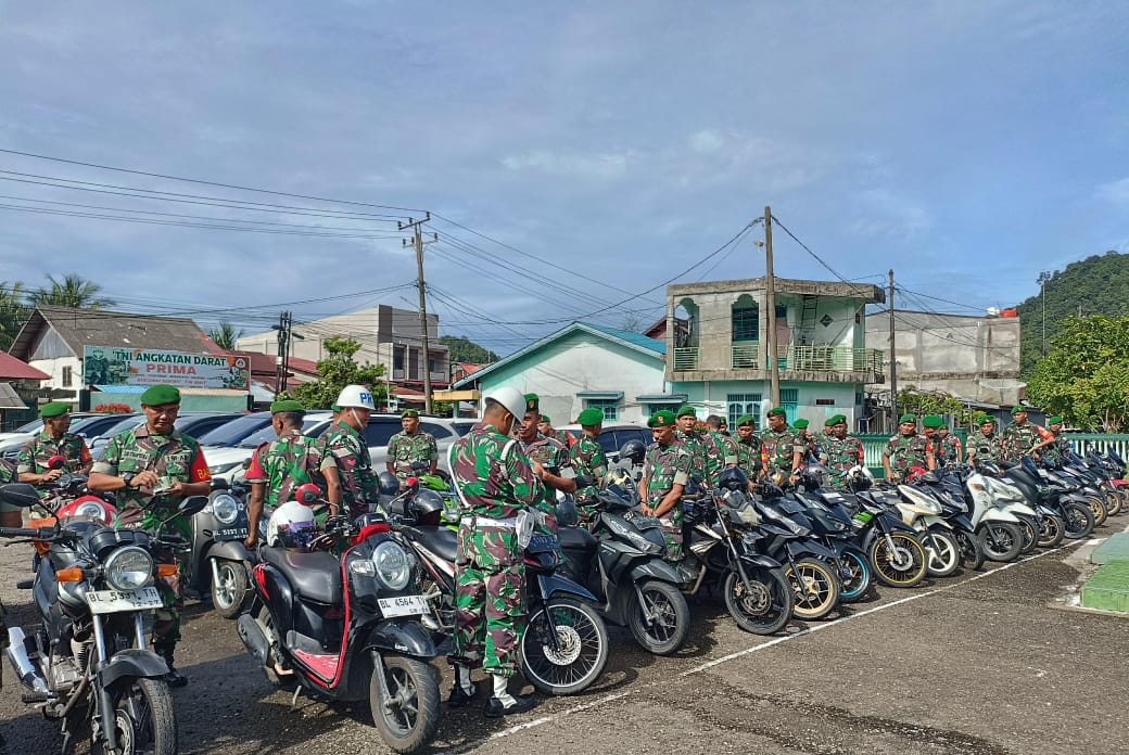 Kodim 0107 Aceh Selatan Lakukan Pengecekan Kendaraan Dinas dan Kendaraan Pribadi Personel