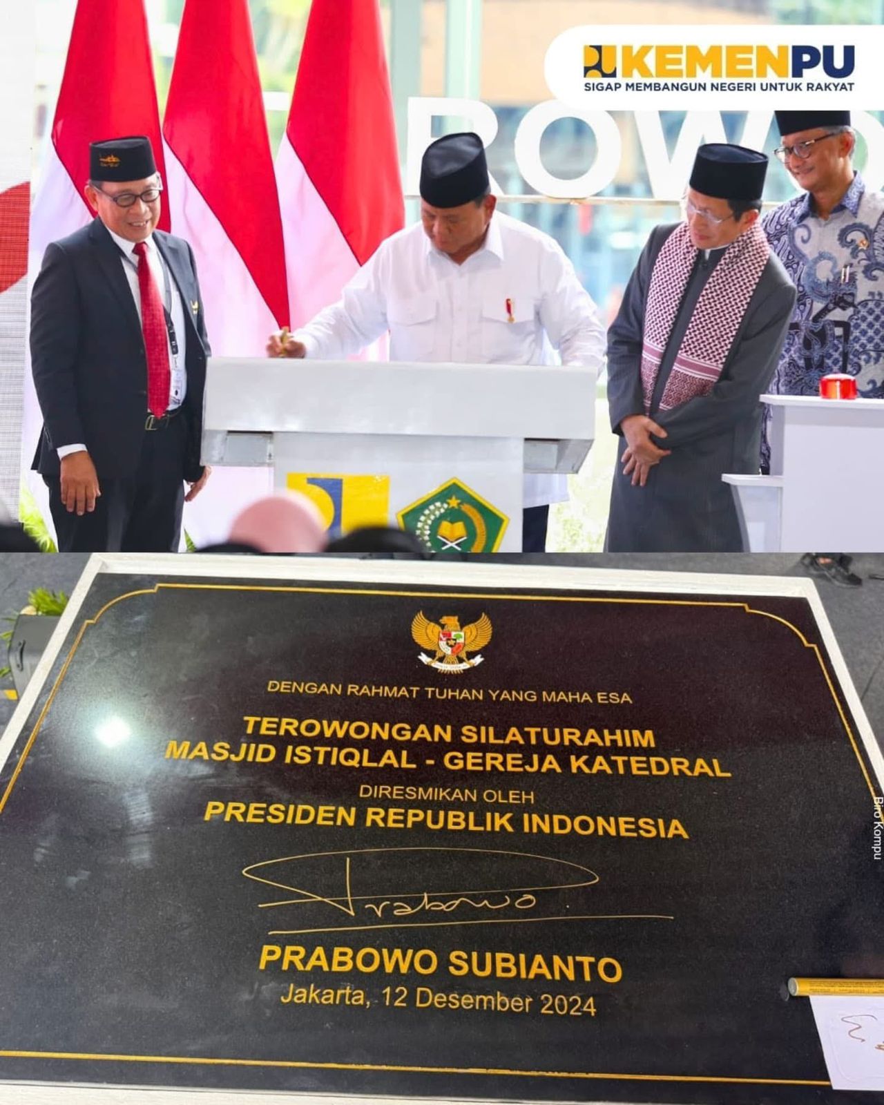 Presiden RI Meresmikan Terowongan Silaturahim Masjid Istiqlal–Gereja Katedral