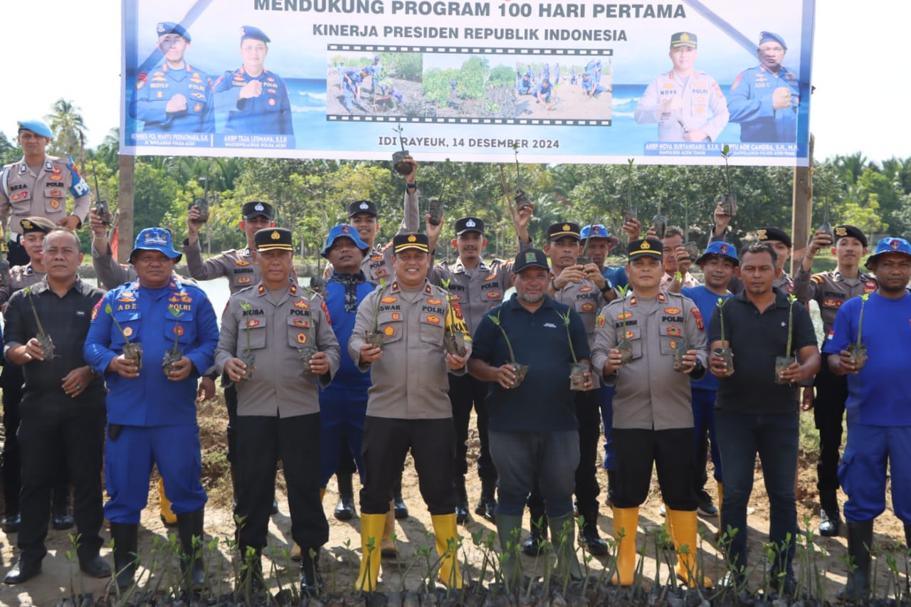 Dukung 100 Hari Asta Cita Presiden, Polres Aceh Timur Tanam Pohon
