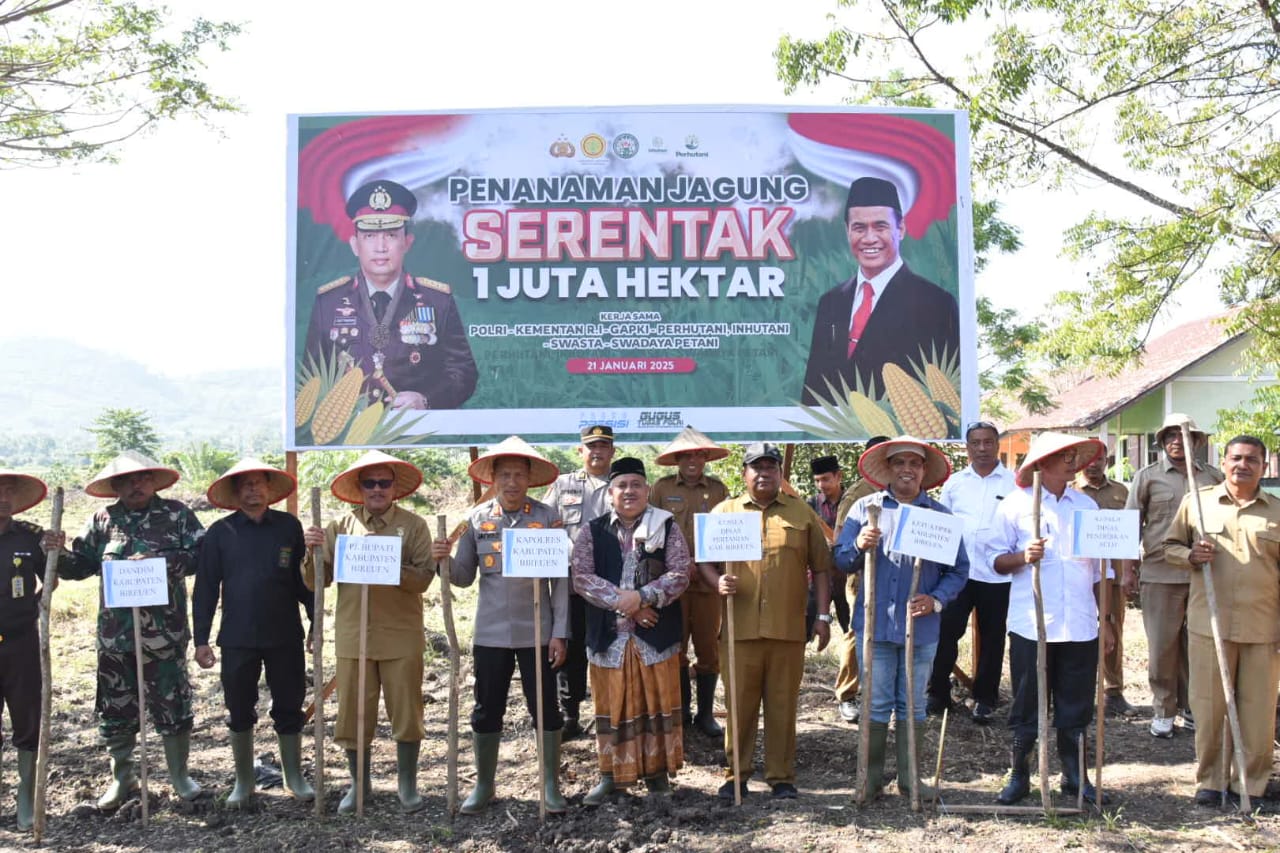 Polres Bireuen bersama Stakeholder Terkait Tanam Jagung Serentak 1 Juta Hektar, Dukung Swasembada Pangan 2025