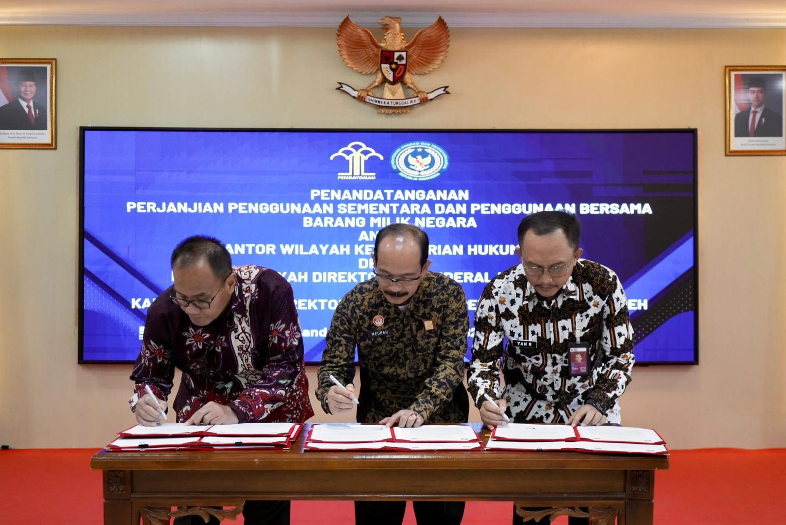 Tiga Instansi Pecahan Kemenkumham di Wilayah Aceh Teken Perjanjian Penggunaan Barang Milik Negara