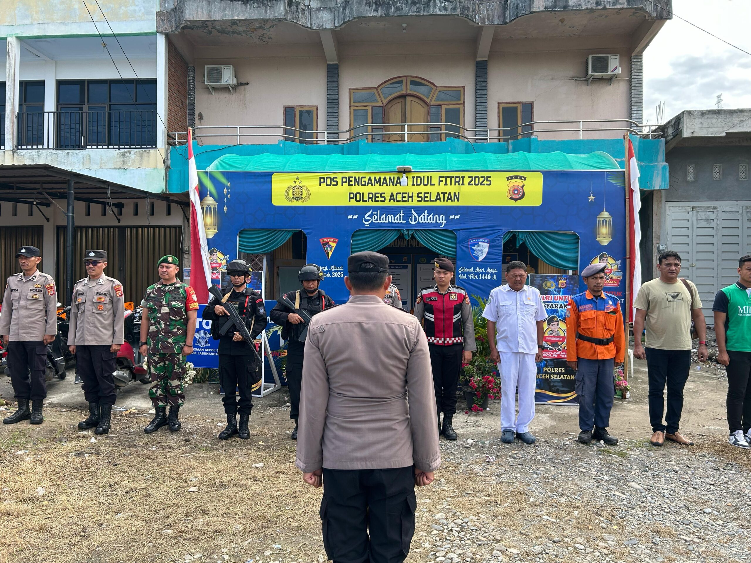 Pos Pam Operasi Ketupat Seulawah 2025 Polres Aceh Selatan Lakukan Apel Pagi