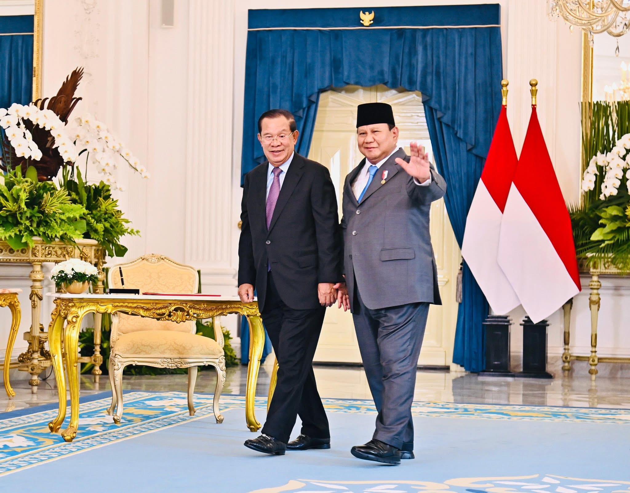 Presiden Prabowo Terima Kunjungan Presiden Senat Kerajaan Kamboja di Istana Merdeka