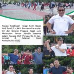 HUT PERSAJA ke-74, Kajati Aceh Senam Aerobik Bersama para Asisten dan Seluruh Pegawai di Halaman Kejati Aceh