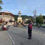 Sat Samapta Polres Aceh Selatan Laksanakan Strong Point Pagi, Wujudkan Keamanan di Jam Sibuk