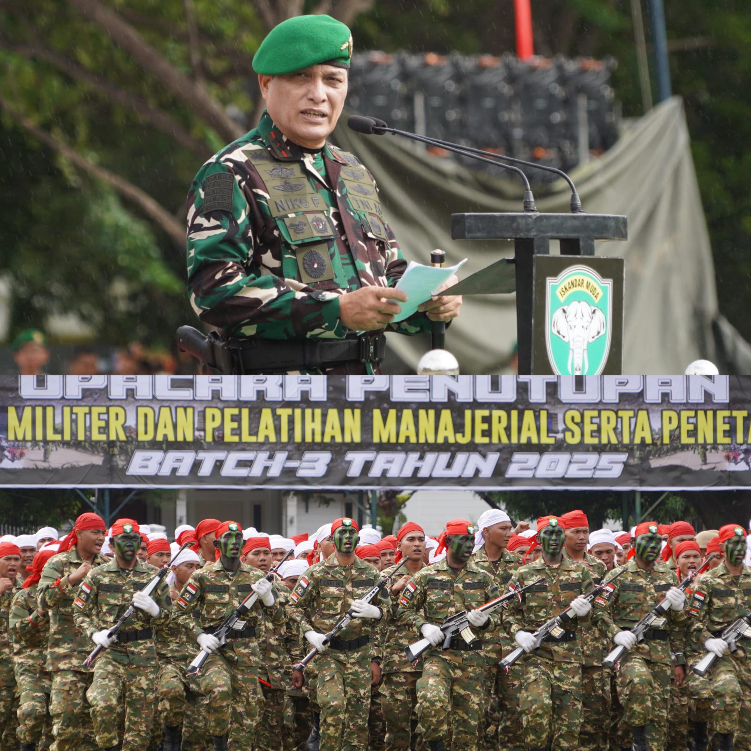 Pangdam IM Resmi Tutup Pendidikan Dasar Militer dan Pelatihan Manajerial SPPI Batch-3 di Banda Aceh