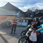 Strong Point Pagi, Sat Samapta Polres Aceh Selatan Hadir Jaga Ketertiban dan Kelancaran Lalu Lintas