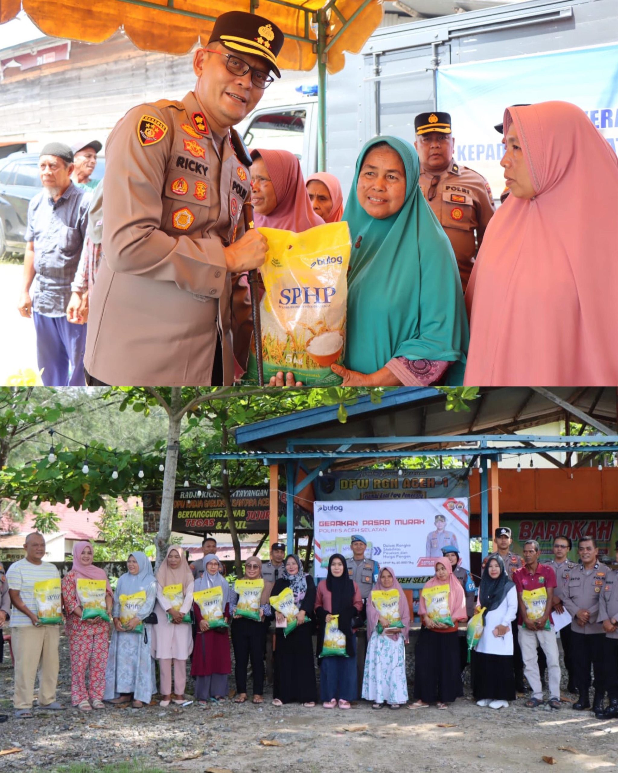 Polres Aceh Selatan Sinergi Bersama Bulog Gelar Pasar Murah, Salurkan 4 Ton Beras untuk Warga
