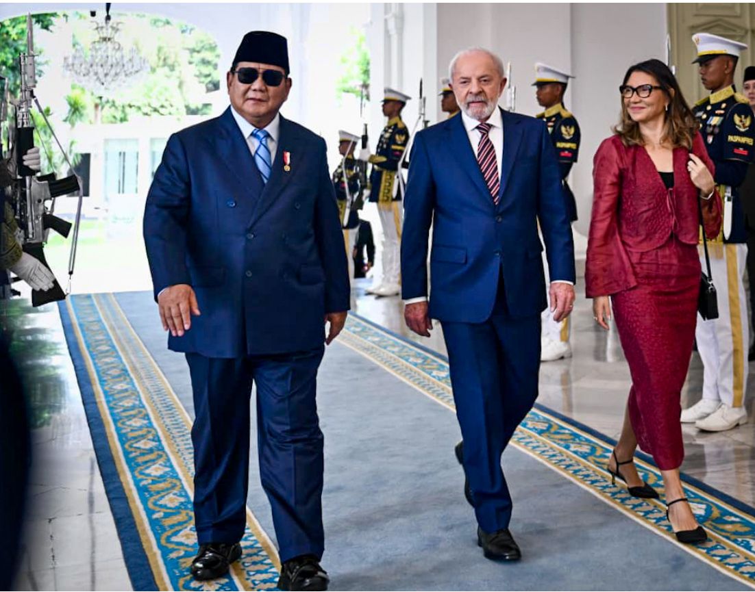 Presiden Prabowo Sambut Kehadiran Presiden Lula da Silva di Istana Merdeka