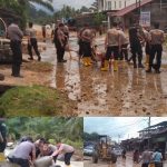 Polres Aceh Selatan Bersama Masyarakat, BPBD, Kompi Brimob Lanjutkan Gotong Royong Bersihkan Sungai dan Jalan Pasca Bencana
