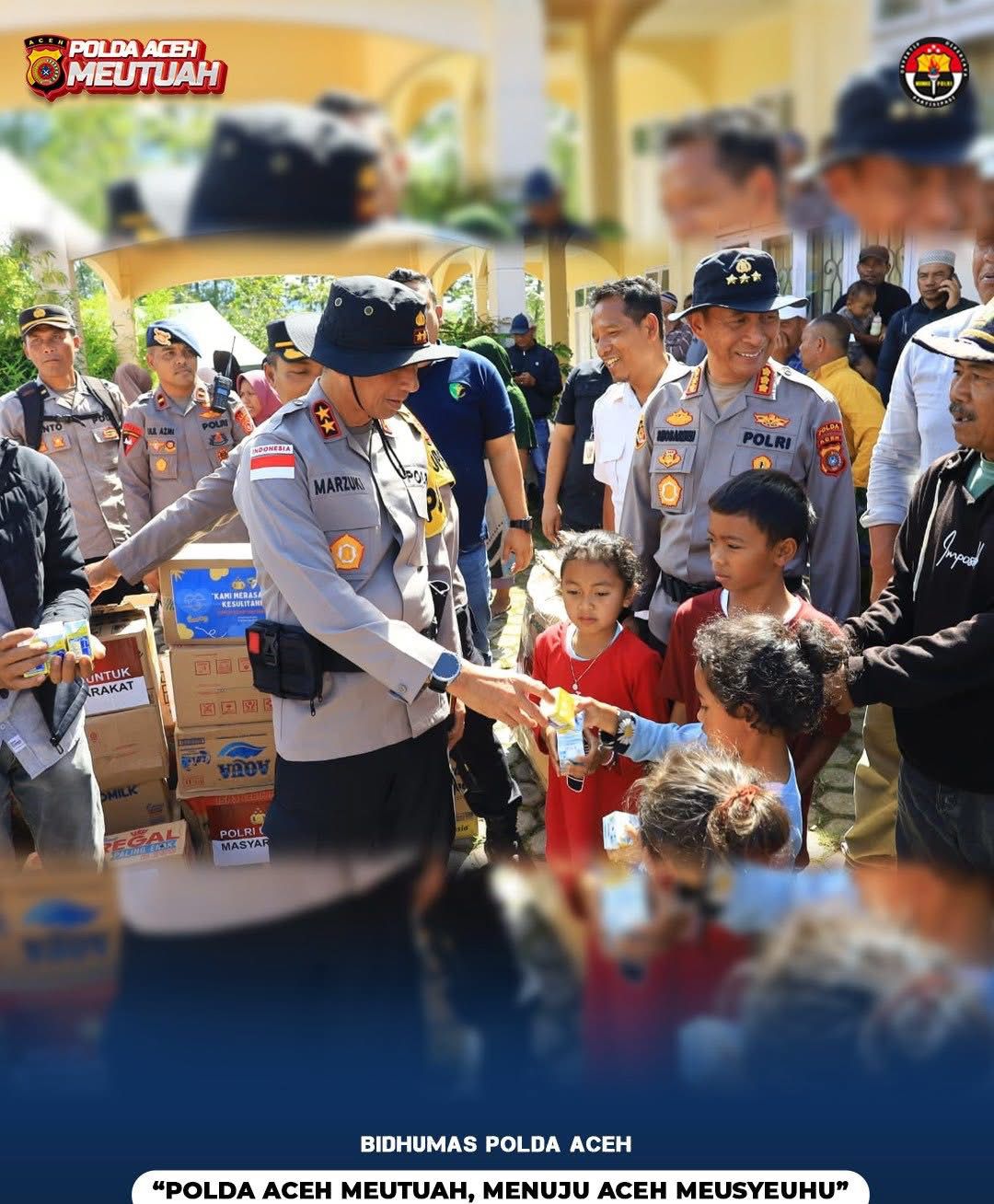 Kapolda Aceh Sapa Anak-anak di Posko Pengungsian Gunung Burni Telong