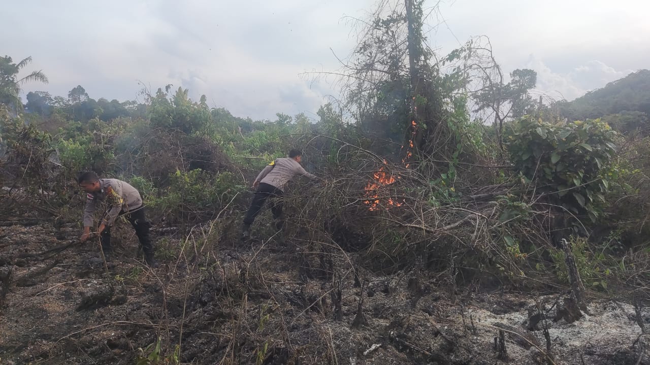 Dengan Gerak Cepat Polsek Kluet Selatan Berhasil Padamkan Titik Api Karhutla di Desa Pasi Lembang