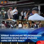 ‎Petugas Gabungan Laksanakan Razia dan Tes Urine Napi di Lapas Kelas IIB Kota Bakti