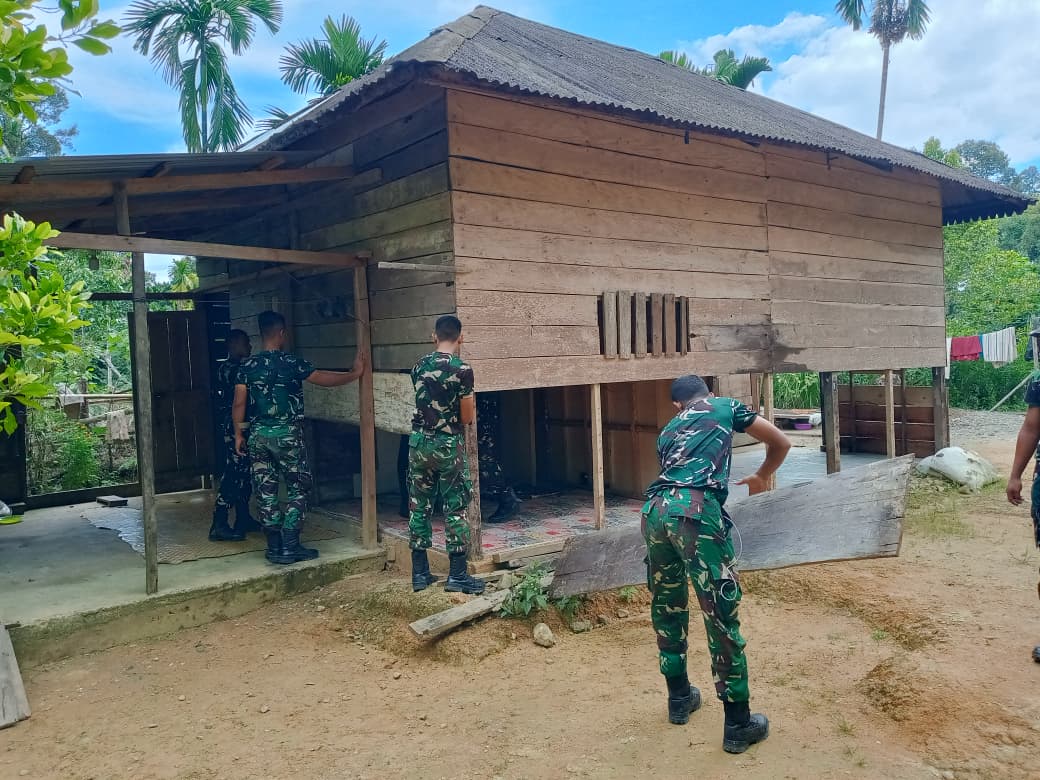 Satgas TMMD ke-128 Kodim 0110/Abdya awali Rehab RTLH di Gunung Cut, Lima Unit Rumah Ditargetkan Rampung