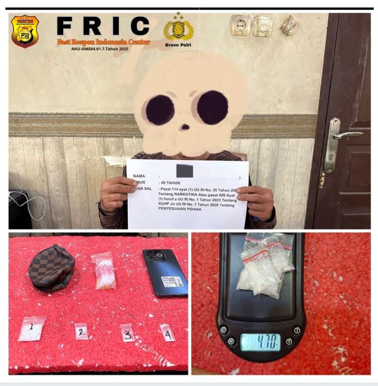Satnarkoba Polresta Jambi Berhasil Amankan Seorang Pria Diduga Pengedar Dengan BB Sabu Seberat 4,70 Gram