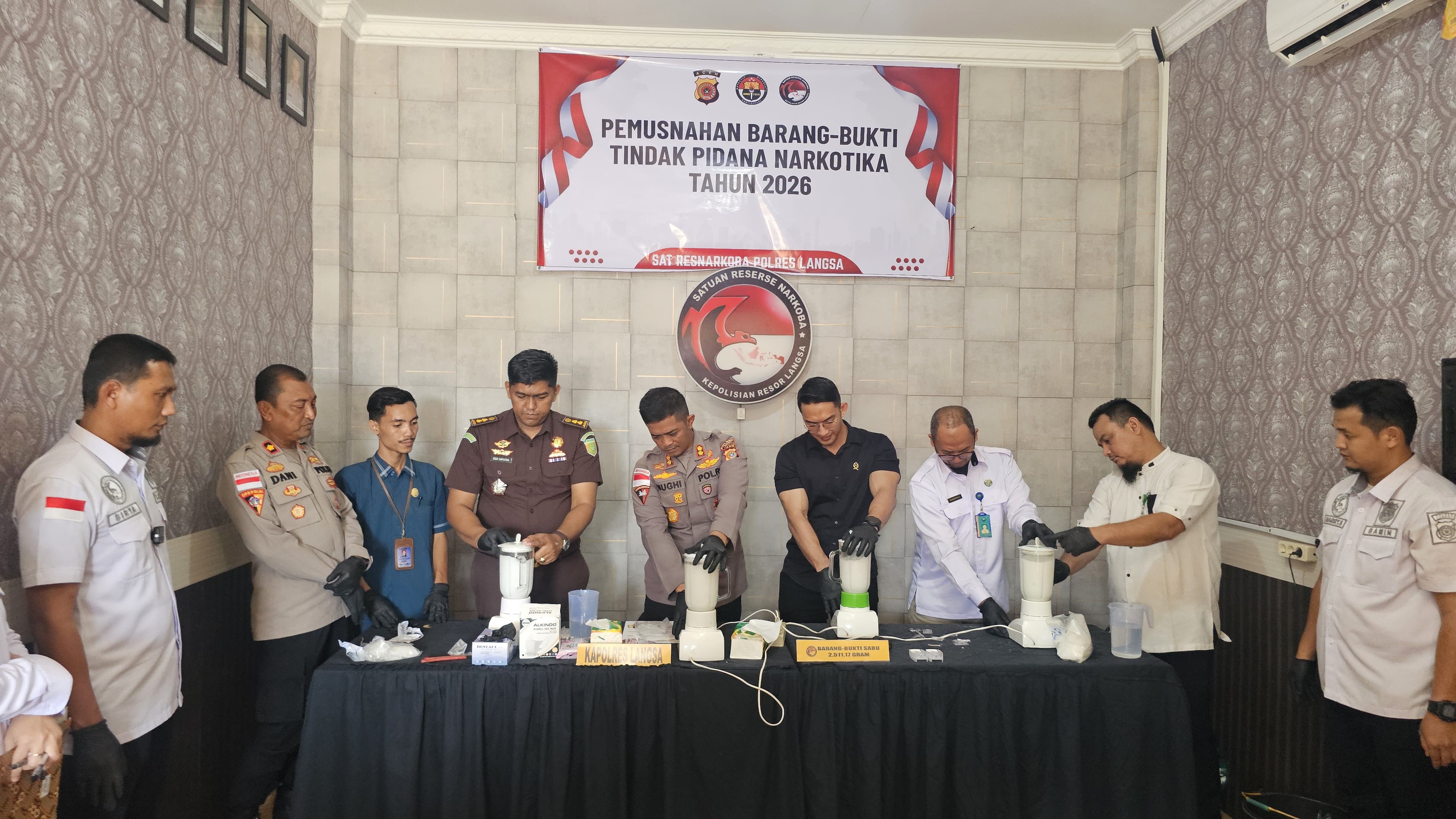 Polres Langsa Musnahkan 2,5 Kg Sabu, Lebih 20 Ribu Jiwa Berhasil Diselamatkan